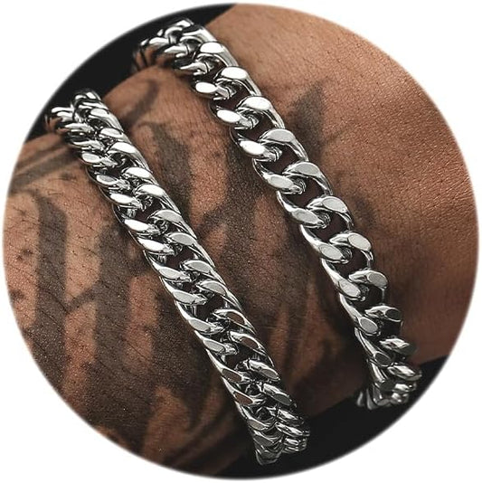 Double Cuban Bracelet Pack in Silver