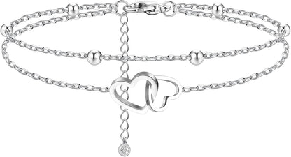 Heart Anklet in Silver