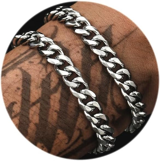 Double Big Link Cuban Bracelet in Silver