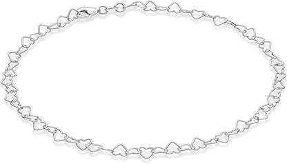 Heart Anklet Bracelet in Silver