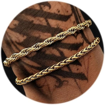 Rope and Franco Bracelet Pack in Yellow Gold