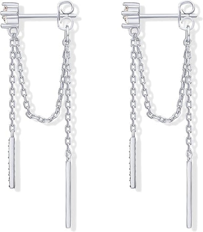 925 Sterling Silver Chain Dangle Earrings