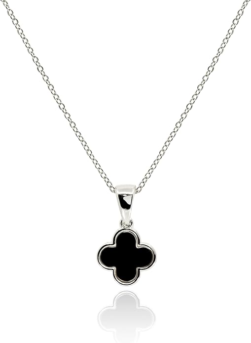 Four Leaf  Pendant in Black-Silver