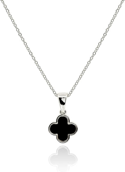 Four Leaf  Pendant in Black-Silver