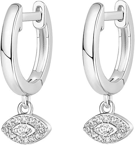 925 Sterling Silver Evil Eye Hoop Earrings