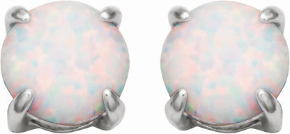 925 Sterling Silver Opal Stud Earrings