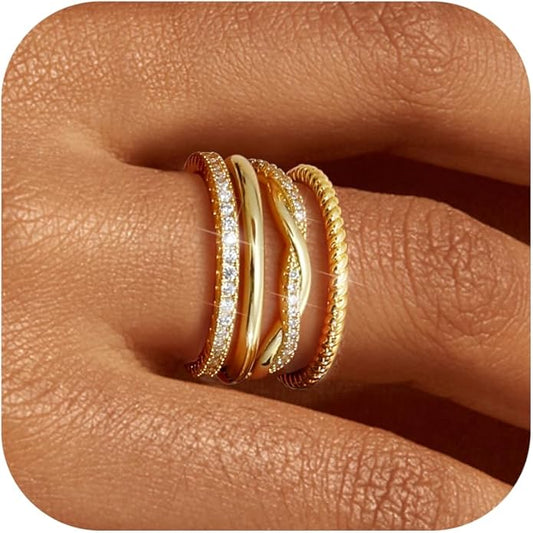 Dainty 4 Pack Gold Rings