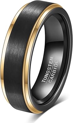 Black & Gold 6mm Tungsten Wedding Band