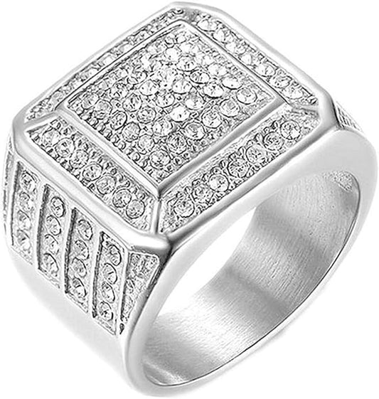 Diamond Square Ring in Silver