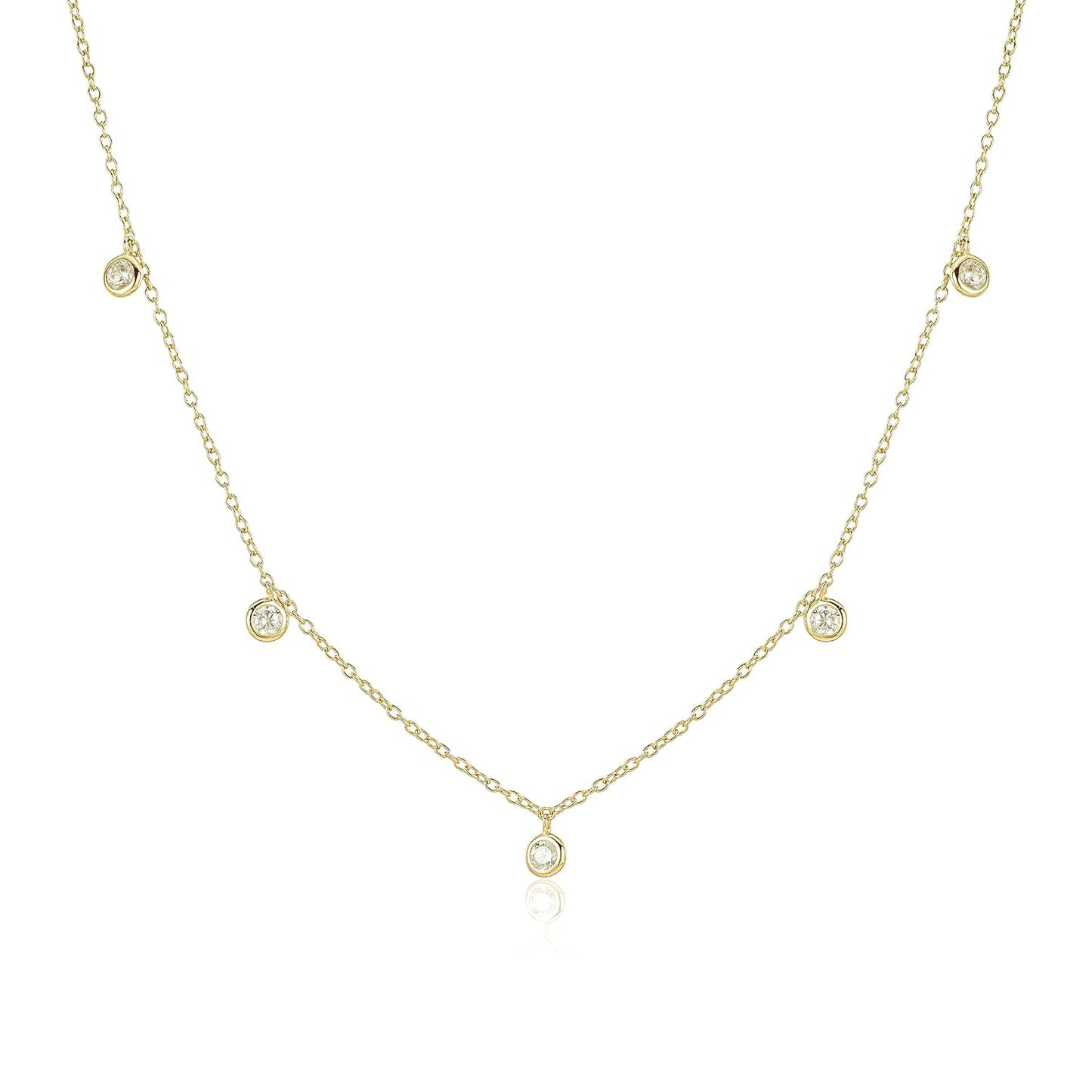 Dainty Diamond Pendant Necklace in Yellow Gold