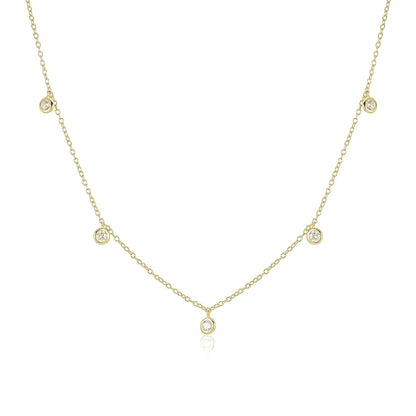 Dainty Diamond Pendant Necklace in Yellow Gold