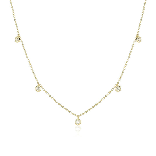 Dainty Diamond Pendant Necklace in Yellow Gold