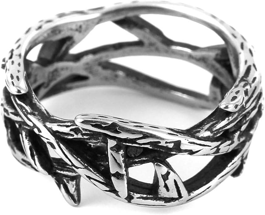 Twisted Tree Mens Ring in Silver