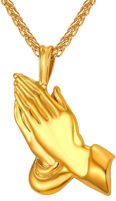 Praying Hands Pendant in Yellow Gold