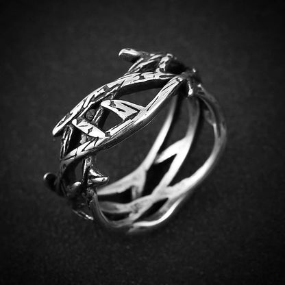 Twisted Tree Mens Ring in Silver