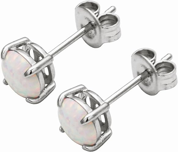 925 Sterling Silver Opal Stud Earrings