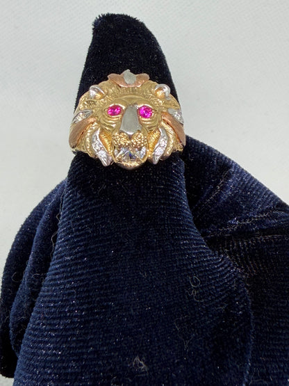 10K Solid Gold Lion Head Ring - Size 9