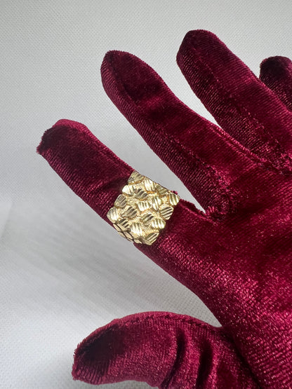 10K Solid Gold Nugget Ring - Chain Included