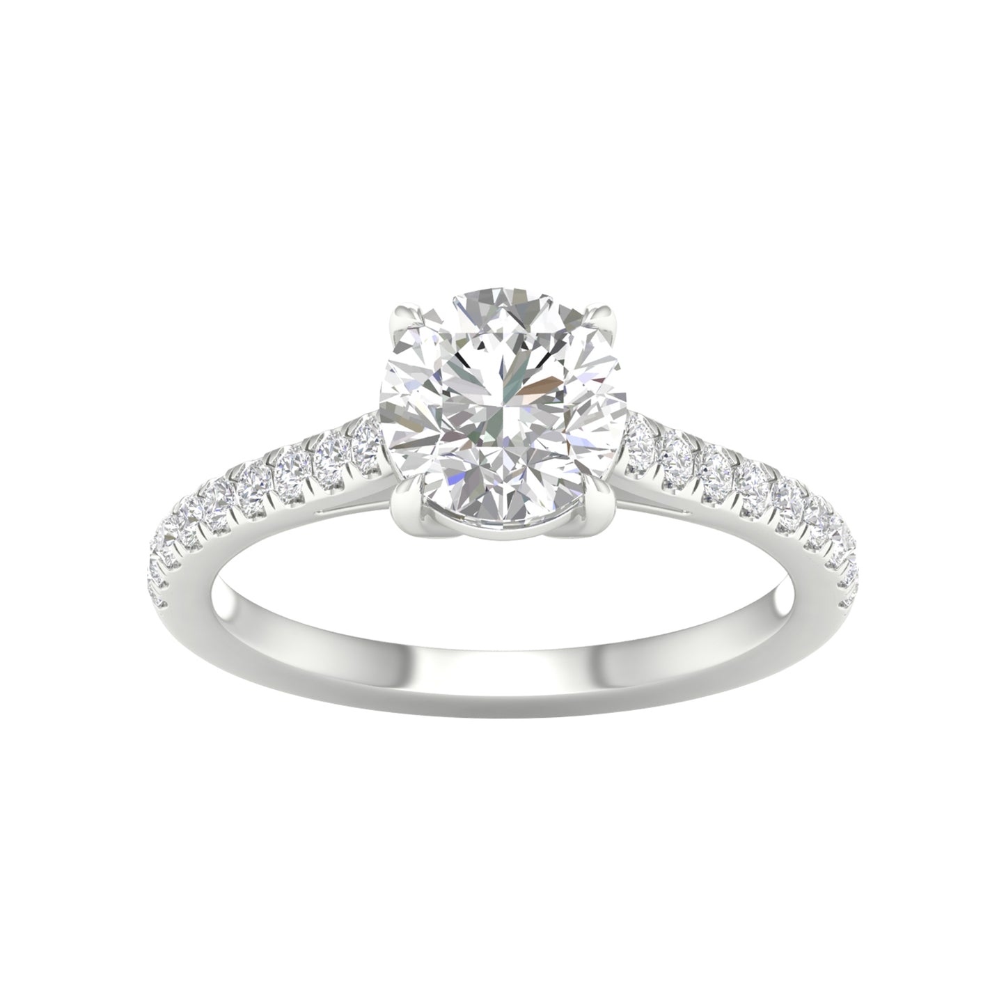 White Gold LG Round Cut Engagement Ring