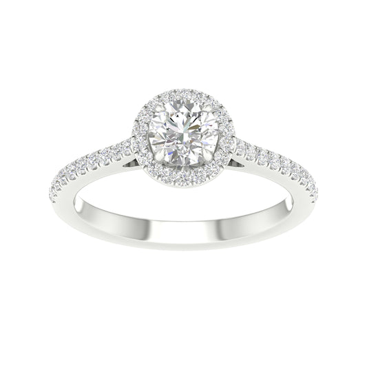 White Gold LG Halo Round Cut Engagement Ring