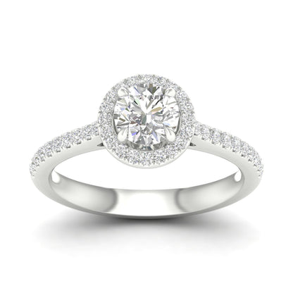 White Gold LG Halo Round Cut Engagement Ring