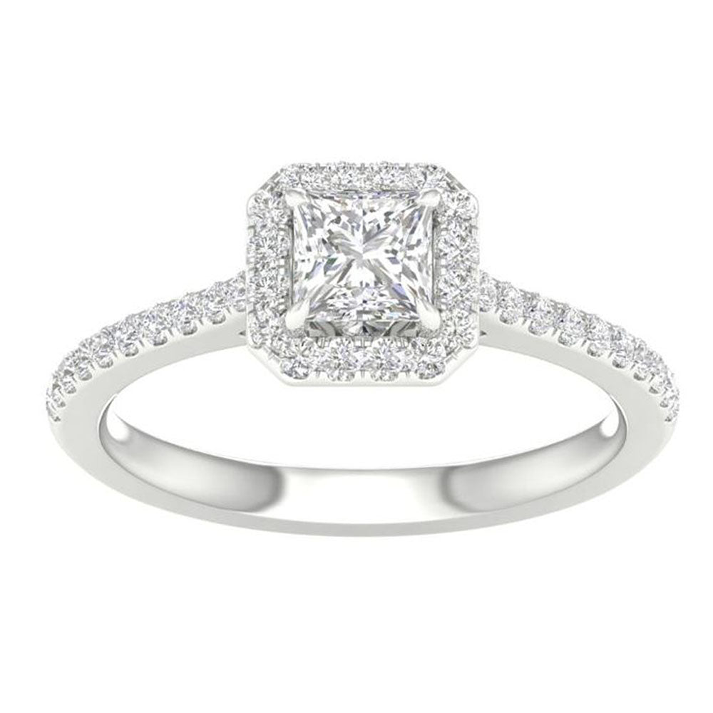 White Gold LG Halo Princess Cut Engagement Ring