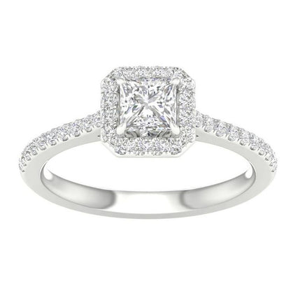 White Gold LG Halo Princess Cut Engagement Ring