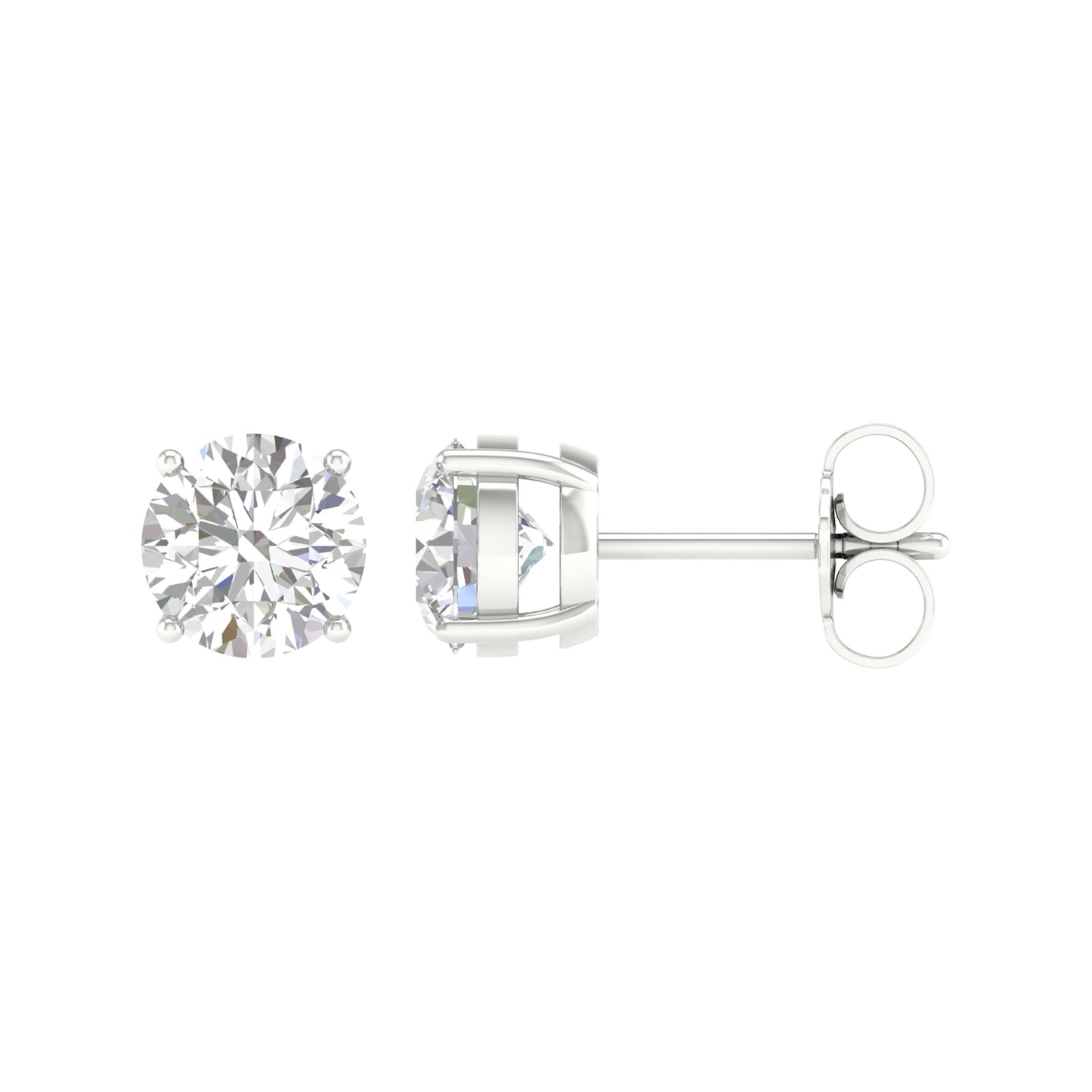 14K White Gold LG Diamond Solitaire Studs