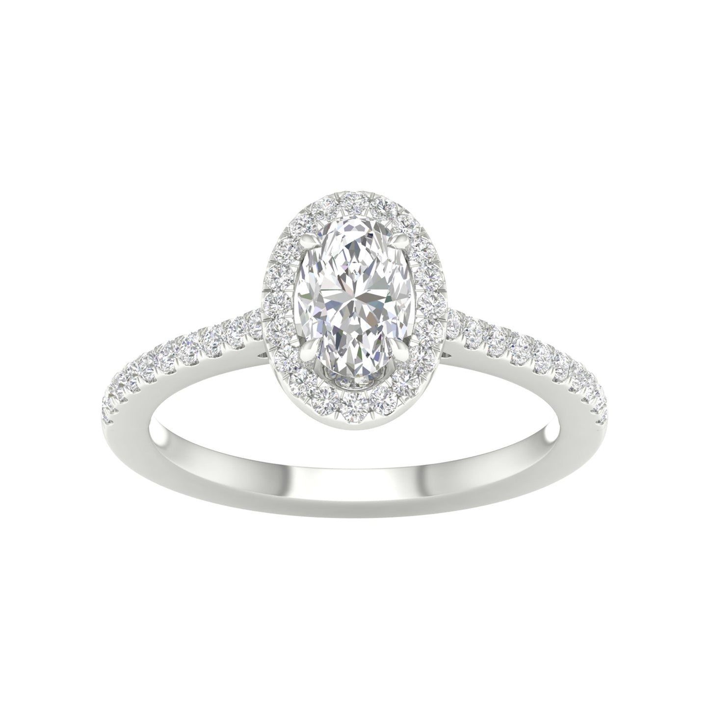 14K White Gold Oval Diamond Ring 1.25 CT Lab Grown