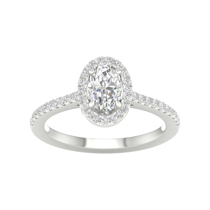 14K White Gold Oval Diamond Ring 1.25 CT Lab Grown