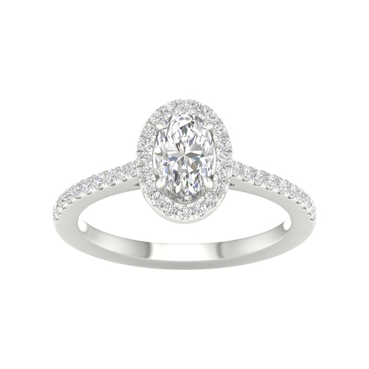 14K White Gold Oval Diamond Ring 1.00 CT Lab Grown