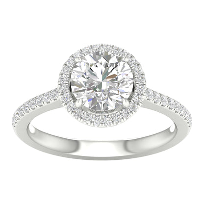 White Gold LG Halo Round Cut Engagement Ring