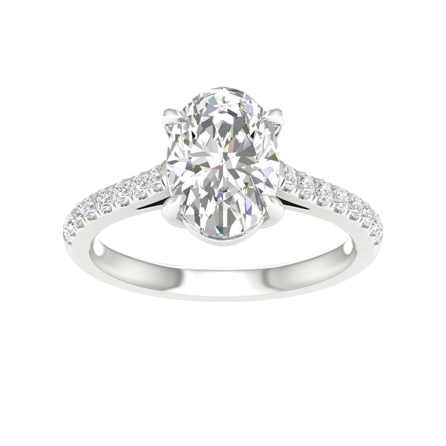 White Gold LG Oval Cut Engagement Ring