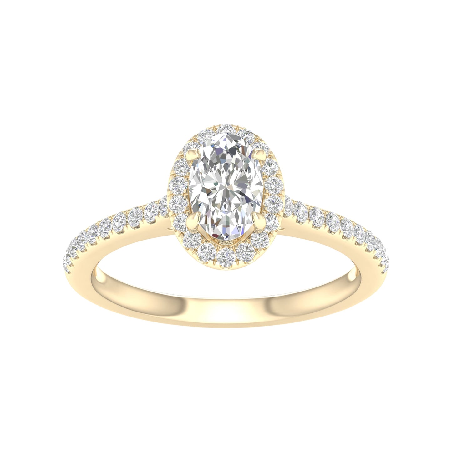 14K Yellow Gold Gold Oval Diamond Ring 1.00 CT Lab Grown