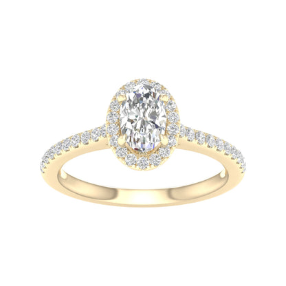 14K Yellow Gold Gold Oval Diamond Ring 1.00 CT Lab Grown