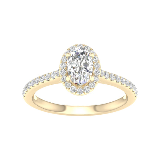 14K Yellow Gold Gold Oval Diamond Ring 1.00 CT Lab Grown