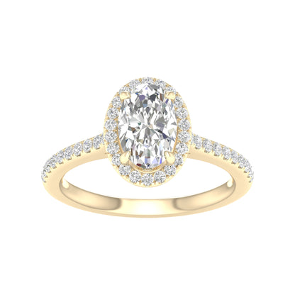 Yellow Gold Halo Oval Cut Engagement Ring