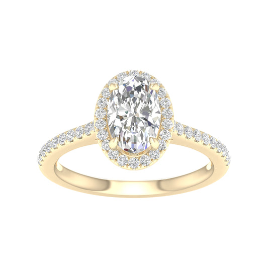 Yellow Gold Halo Oval Cut Engagement Ring