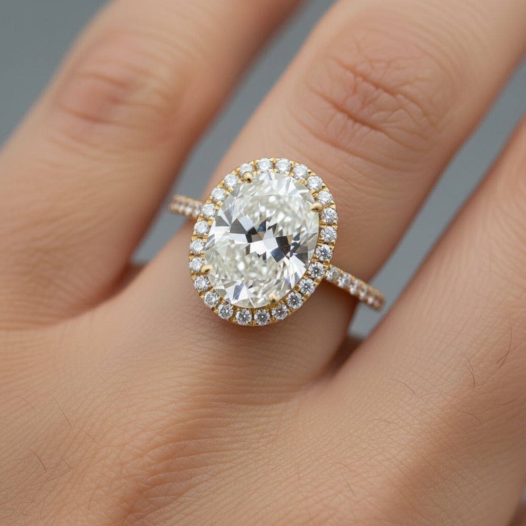 14K Yellow Gold Gold Oval Diamond Ring 1.75 CT Lab Grown