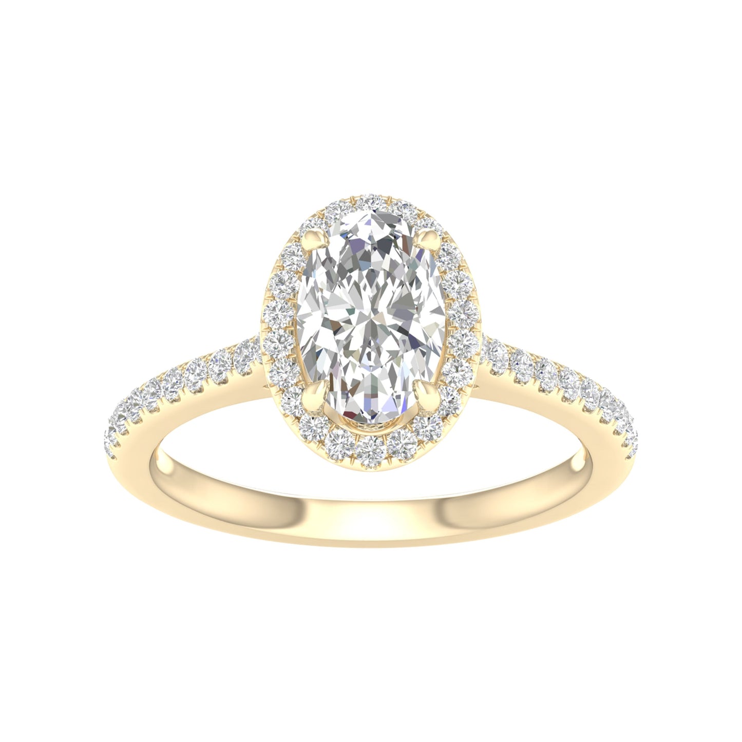 14K Yellow Gold Gold Oval Diamond Ring 1.75 CT Lab Grown
