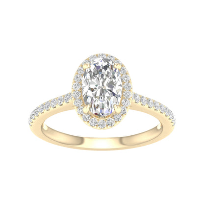 14K Yellow Gold Gold Oval Diamond Ring 1.75 CT Lab Grown