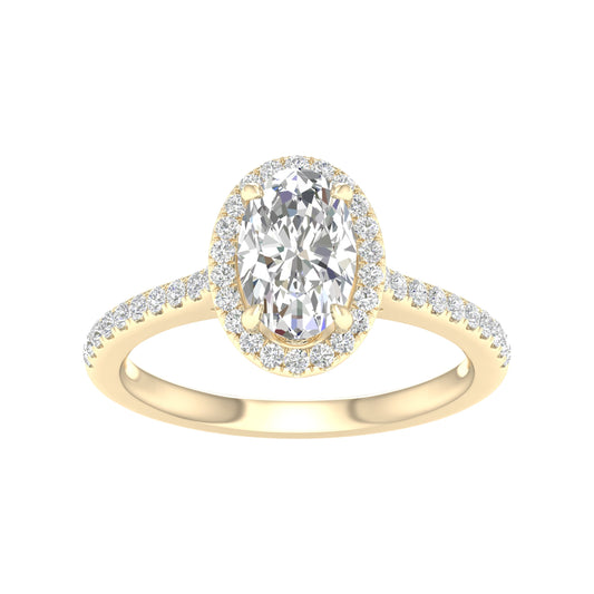14K Yellow Gold Gold Oval Diamond Ring 1.75 CT Lab Grown