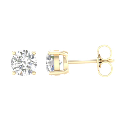 14K Yellow Gold LG Diamond Solitaire Studs