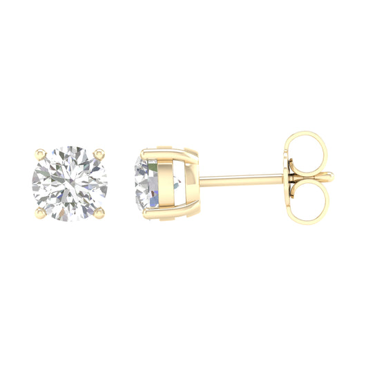 14K Yellow Gold LG Diamond Solitaire Studs