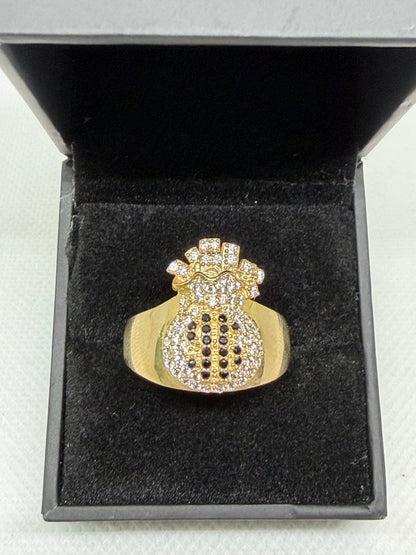 10K Solid Gold Money Bag Ring - Size 10
