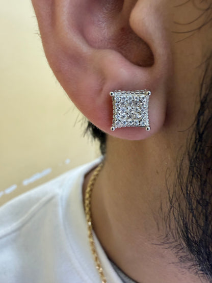 Sterling Silver Square Cluster Moissanite Earrings