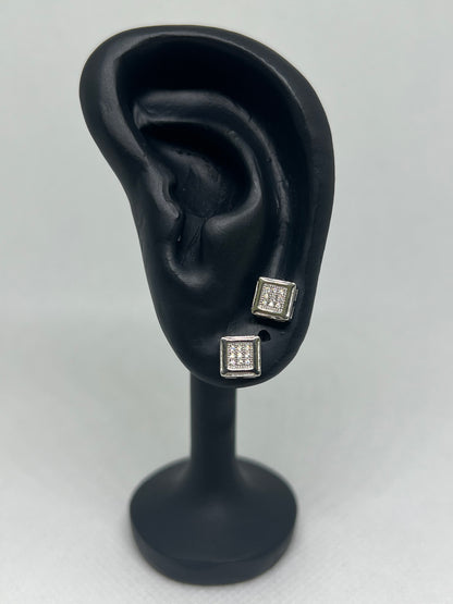 Sterling Silver Square Moissanite Earrings