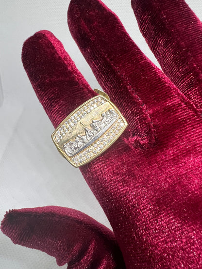 10K Solid Gold Last Supper Ring - Chain Included