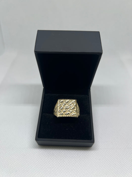 10K Solid Gold Nugget Ring - Chain Included