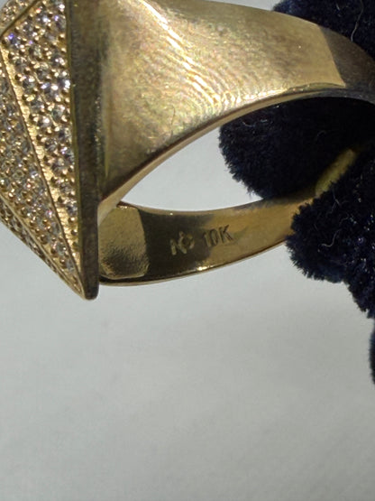 10K Solid Gold Diamond Style Ring - Size 10.5